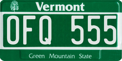 VT license plate OFQ555