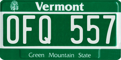 VT license plate OFQ557