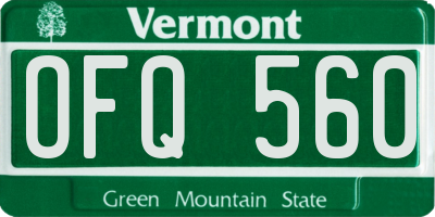 VT license plate OFQ560