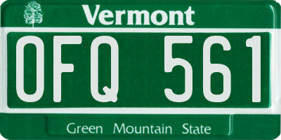 VT license plate OFQ561