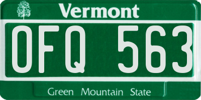 VT license plate OFQ563