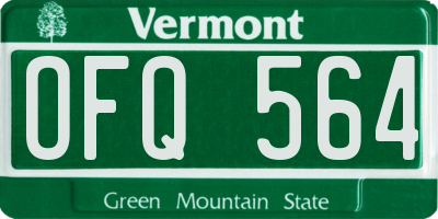 VT license plate OFQ564