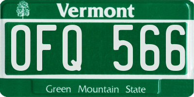 VT license plate OFQ566