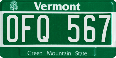 VT license plate OFQ567