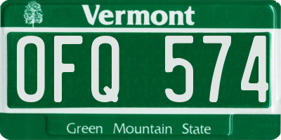 VT license plate OFQ574