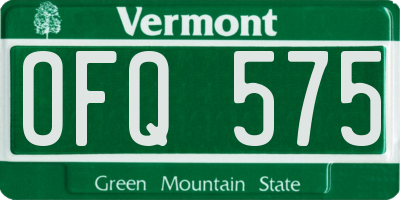 VT license plate OFQ575