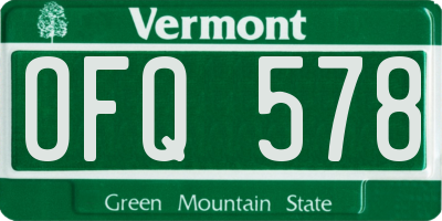 VT license plate OFQ578