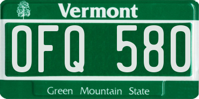 VT license plate OFQ580