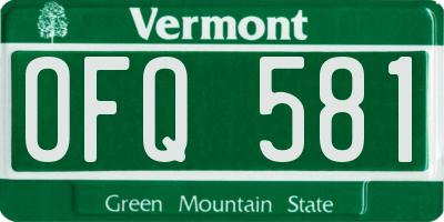 VT license plate OFQ581