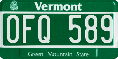 VT license plate OFQ589