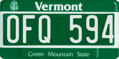 VT license plate OFQ594