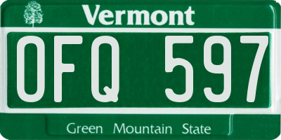 VT license plate OFQ597