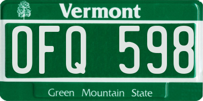 VT license plate OFQ598