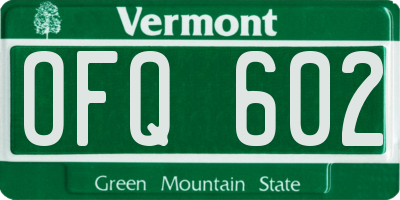 VT license plate OFQ602