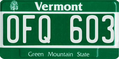 VT license plate OFQ603