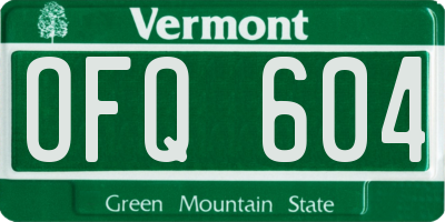 VT license plate OFQ604