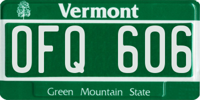 VT license plate OFQ606