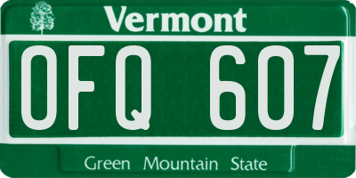 VT license plate OFQ607