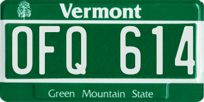 VT license plate OFQ614