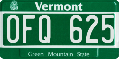 VT license plate OFQ625