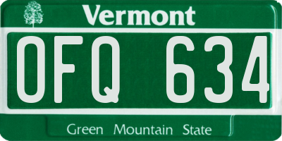 VT license plate OFQ634