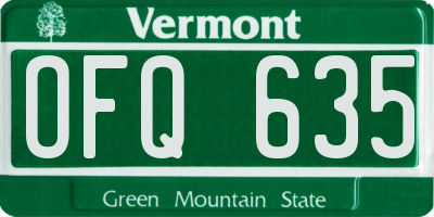 VT license plate OFQ635
