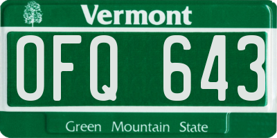 VT license plate OFQ643