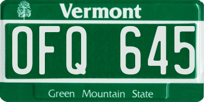 VT license plate OFQ645