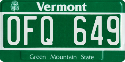 VT license plate OFQ649