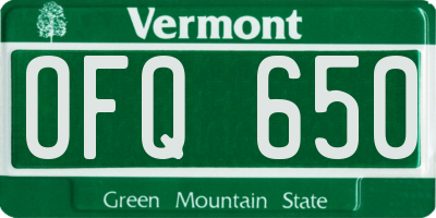 VT license plate OFQ650