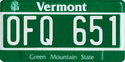 VT license plate OFQ651