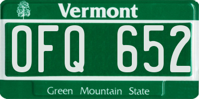 VT license plate OFQ652