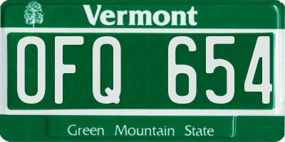 VT license plate OFQ654