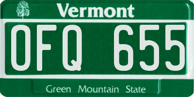 VT license plate OFQ655