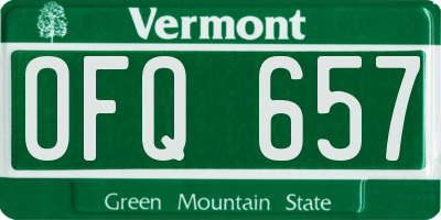 VT license plate OFQ657