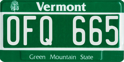 VT license plate OFQ665
