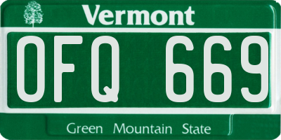 VT license plate OFQ669