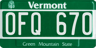 VT license plate OFQ670