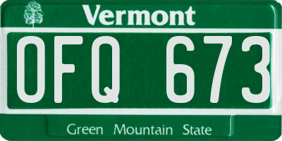 VT license plate OFQ673