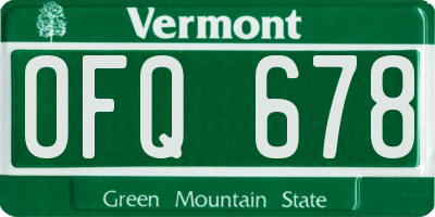 VT license plate OFQ678