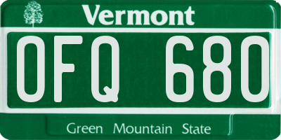 VT license plate OFQ680
