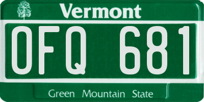 VT license plate OFQ681
