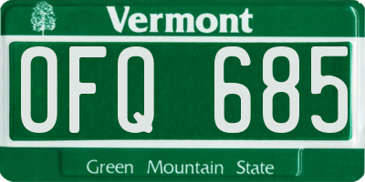 VT license plate OFQ685