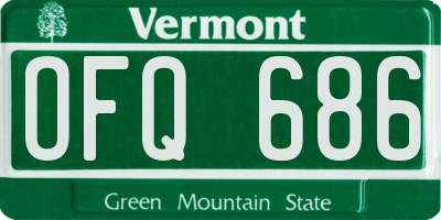 VT license plate OFQ686