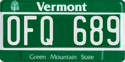 VT license plate OFQ689
