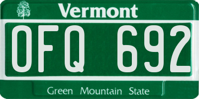 VT license plate OFQ692