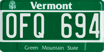 VT license plate OFQ694