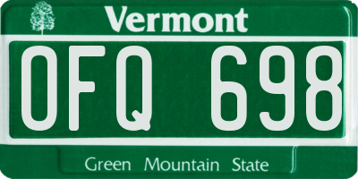 VT license plate OFQ698