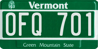 VT license plate OFQ701