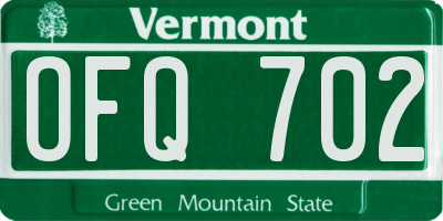 VT license plate OFQ702